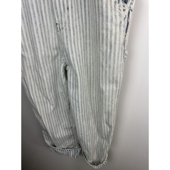 Faherty Topsail Bib Overall Railroad Stripe Blue White *Stained Distressed Small - Picture 6 of 16